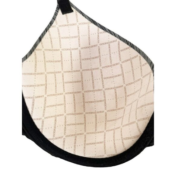 Victoria’s Secret Uplift Semi Demi Tee Shirt Bra Gray Black Striped  Size 32DD - Picture 7 of 7